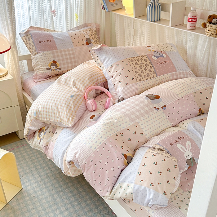 91家纺网 家纺一手货源 找家纺 拾物记 2025新款A类全棉纯棉棉印花学生宿舍三件套上下铺三件套-第二批 快乐聚会