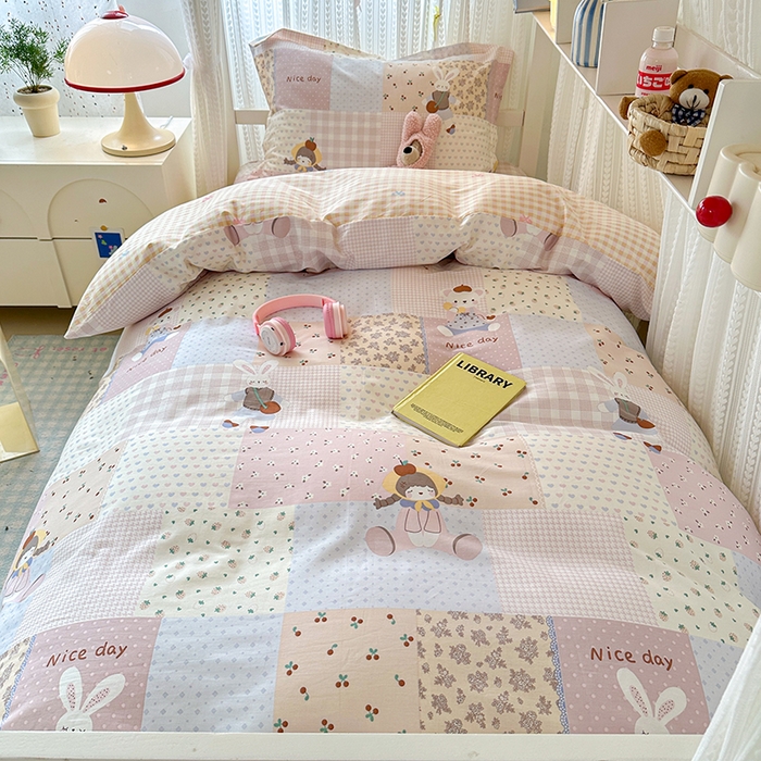 91家纺网 家纺一手货源 找家纺 拾物记 2025新款A类全棉纯棉棉印花学生宿舍三件套上下铺三件套-第二批 快乐聚会