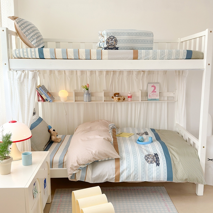 91家纺网 家纺一手货源 找家纺 拾物记 2025新款A类全棉纯棉棉印花学生宿舍三件套上下铺三件套-第二批 莫比环