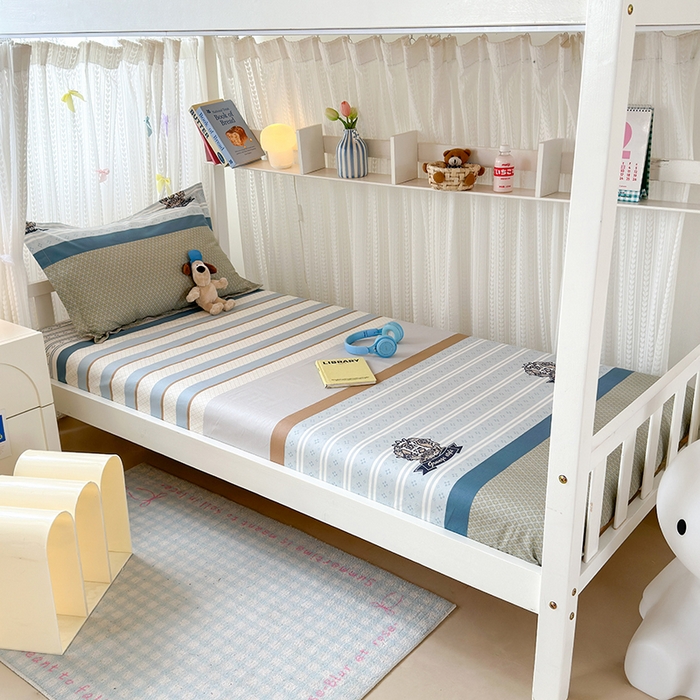 91家纺网 家纺一手货源 找家纺 拾物记 2025新款A类全棉纯棉棉印花学生宿舍三件套上下铺三件套-第二批 莫比环