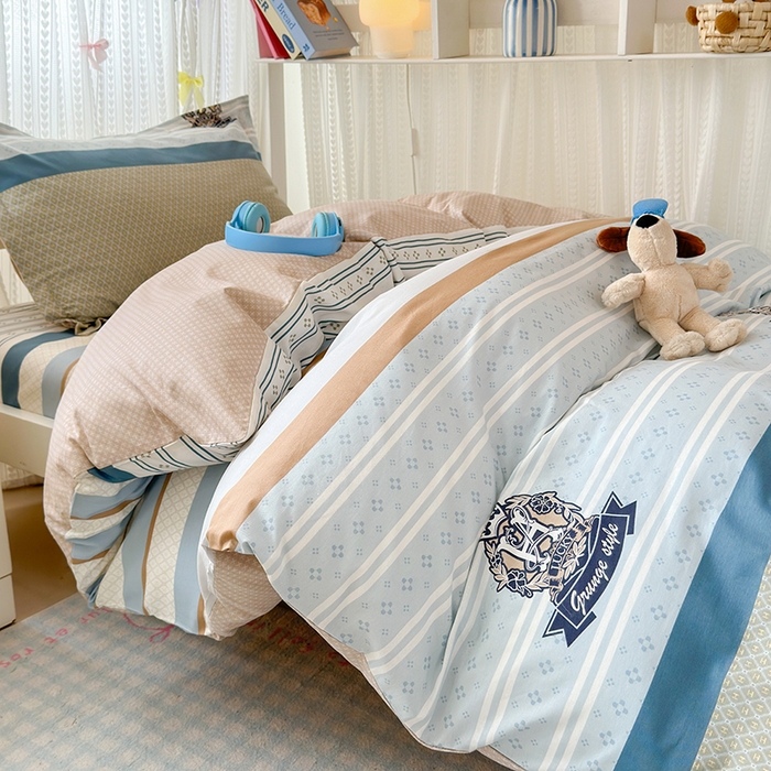 91家纺网 家纺一手货源 找家纺 拾物记 2025新款A类全棉纯棉棉印花学生宿舍三件套上下铺三件套-第二批 莫比环