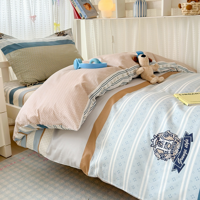 91家纺网 家纺一手货源 找家纺 拾物记 2025新款A类全棉纯棉棉印花学生宿舍三件套上下铺三件套-第二批 莫比环