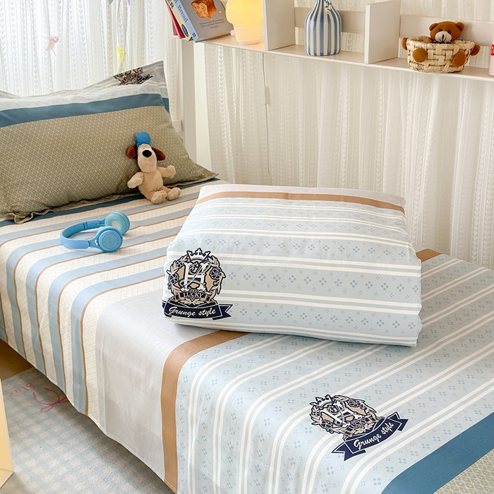 91家纺网 家纺一手货源 找家纺 拾物记 2025新款A类全棉纯棉棉印花学生宿舍三件套上下铺三件套-第二批 莫比环