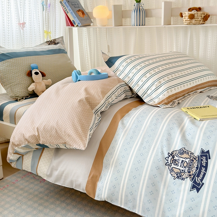 91家纺网 家纺一手货源 找家纺 拾物记 2025新款A类全棉纯棉棉印花学生宿舍三件套上下铺三件套-第二批 莫比环