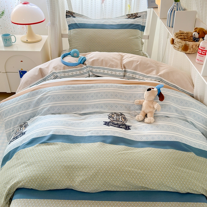 91家纺网 家纺一手货源 找家纺 拾物记 2025新款A类全棉纯棉棉印花学生宿舍三件套上下铺三件套-第二批 莫比环