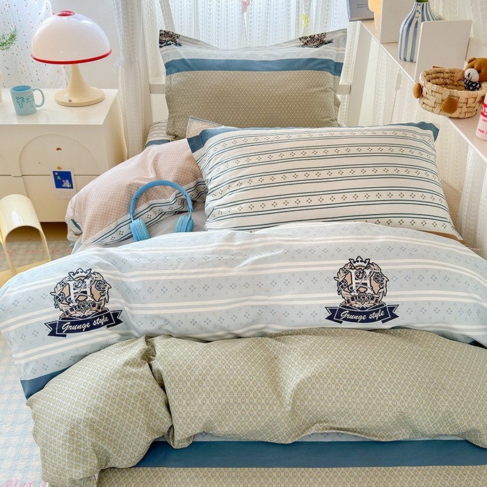 91家纺网 家纺一手货源 找家纺 拾物记 2025新款A类全棉纯棉棉印花学生宿舍三件套上下铺三件套-第二批 莫比环