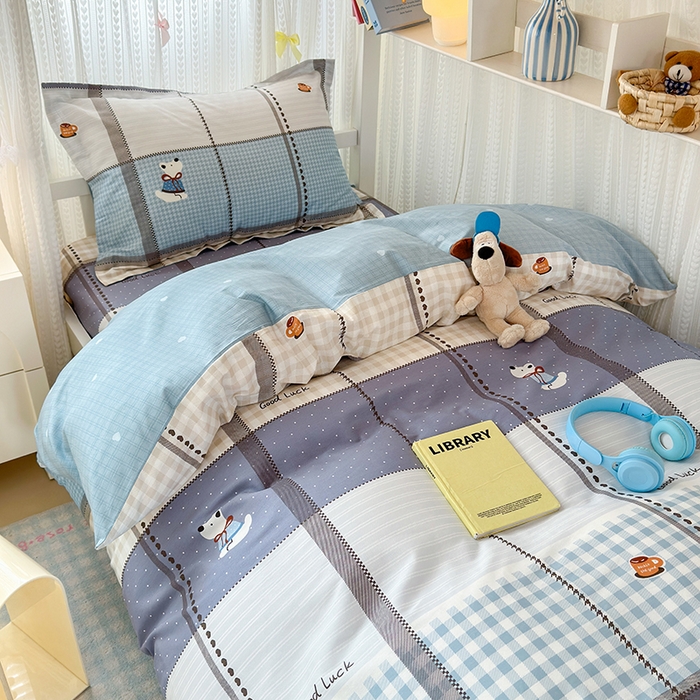 91家纺网 家纺一手货源 找家纺 拾物记 2025新款A类全棉纯棉棉印花学生宿舍三件套上下铺三件套-第二批 胖胖多肉球