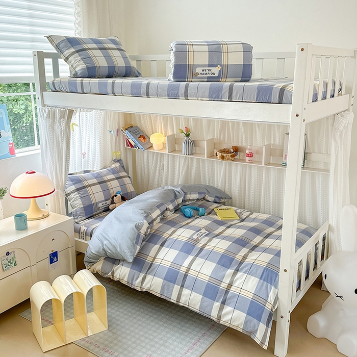 91家纺网 家纺一手货源 找家纺 拾物记 2025新款A类全棉纯棉棉印花学生宿舍三件套上下铺三件套-第二批 绅士品格-蓝