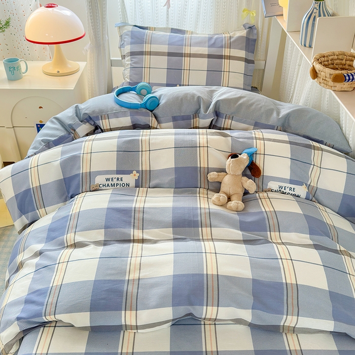 91家纺网 家纺一手货源 找家纺 拾物记 2025新款A类全棉纯棉棉印花学生宿舍三件套上下铺三件套-第二批 绅士品格-蓝