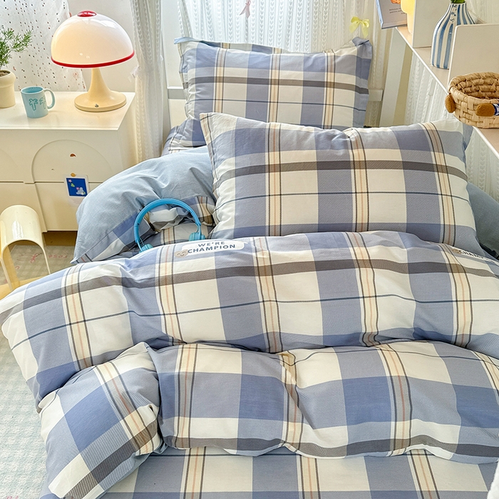 91家纺网 家纺一手货源 找家纺 拾物记 2025新款A类全棉纯棉棉印花学生宿舍三件套上下铺三件套-第二批 绅士品格-蓝