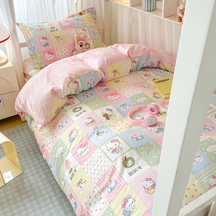 拾物记 2025新款A类全棉纯棉棉印花学生宿舍三件套上下铺三件套-第二批 甜心猫咪