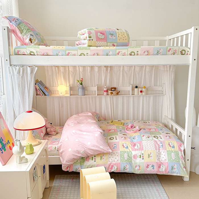 91家纺网 家纺一手货源 找家纺 拾物记 2025新款A类全棉纯棉棉印花学生宿舍三件套上下铺三件套-第二批 甜心猫咪