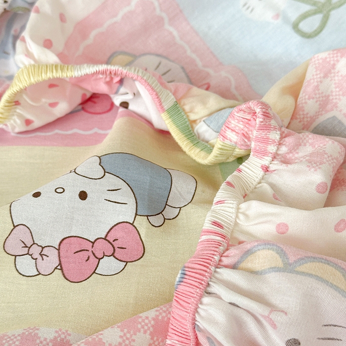 91家纺网 家纺一手货源 找家纺 拾物记 2025新款A类全棉纯棉棉印花学生宿舍三件套上下铺三件套-第二批 甜心猫咪