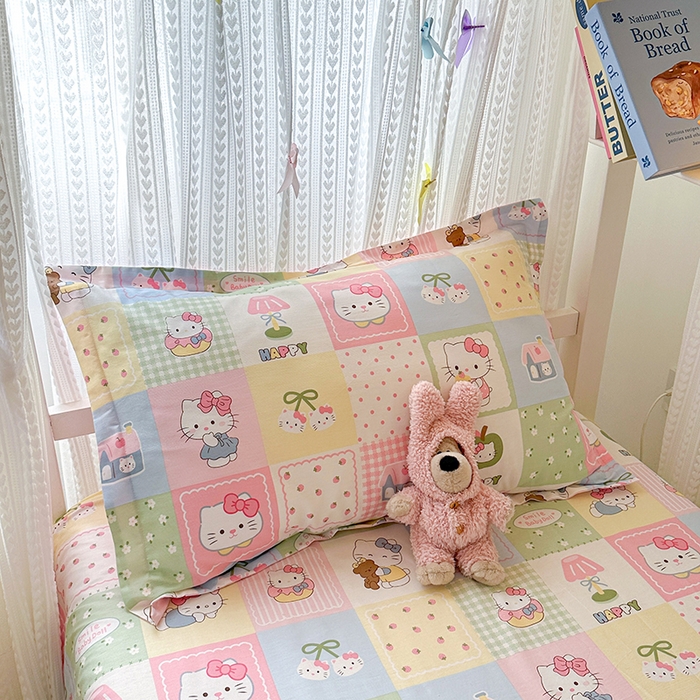 91家纺网 家纺一手货源 找家纺 拾物记 2025新款A类全棉纯棉棉印花学生宿舍三件套上下铺三件套-第二批 甜心猫咪