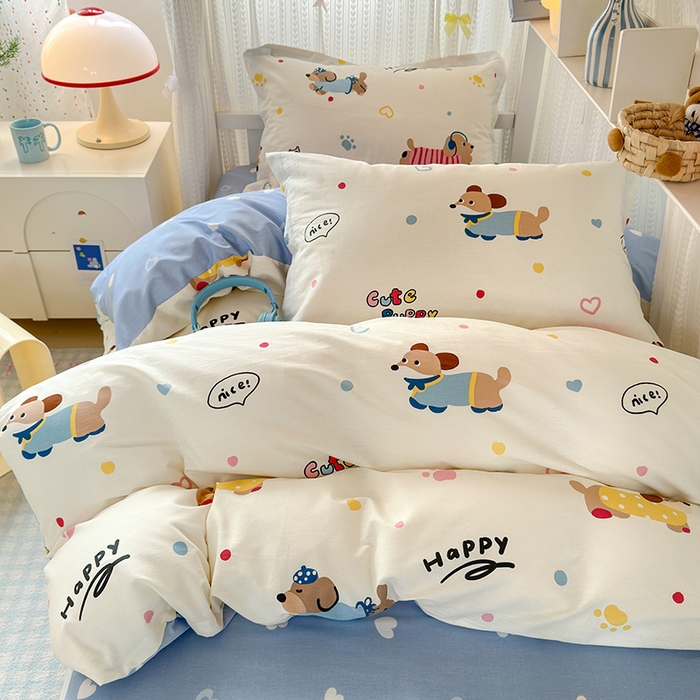 91家纺网 家纺一手货源 找家纺 拾物记 2025新款A类全棉纯棉棉印花学生宿舍三件套上下铺三件套-第二批 童趣蜜歌