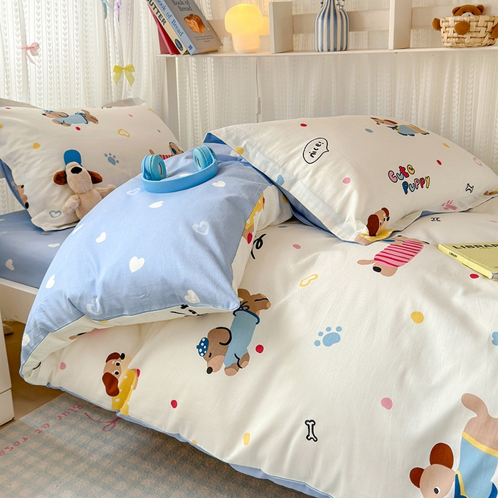 91家纺网 家纺一手货源 找家纺 拾物记 2025新款A类全棉纯棉棉印花学生宿舍三件套上下铺三件套-第二批 童趣蜜歌