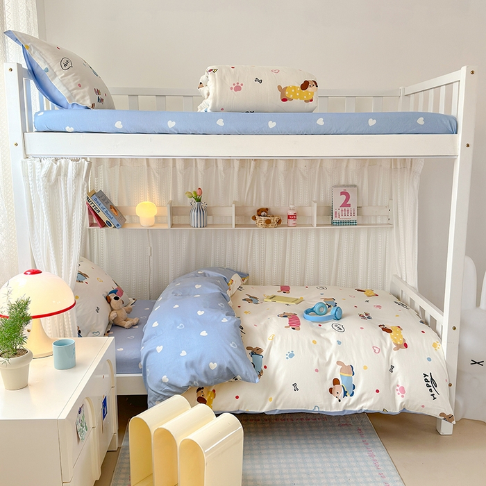 91家纺网 家纺一手货源 找家纺 拾物记 2025新款A类全棉纯棉棉印花学生宿舍三件套上下铺三件套-第二批 童趣蜜歌