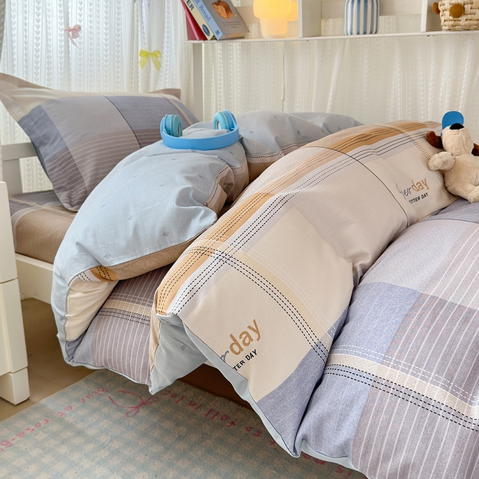 91家纺网 家纺一手货源 找家纺 拾物记 2025新款A类全棉纯棉棉印花学生宿舍三件套上下铺三件套-第二批 阳光沙漠-灰