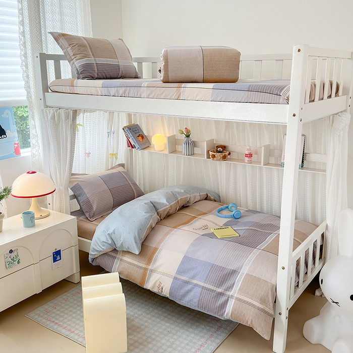 91家纺网 家纺一手货源 找家纺 拾物记 2025新款A类全棉纯棉棉印花学生宿舍三件套上下铺三件套-第二批 阳光沙漠-灰