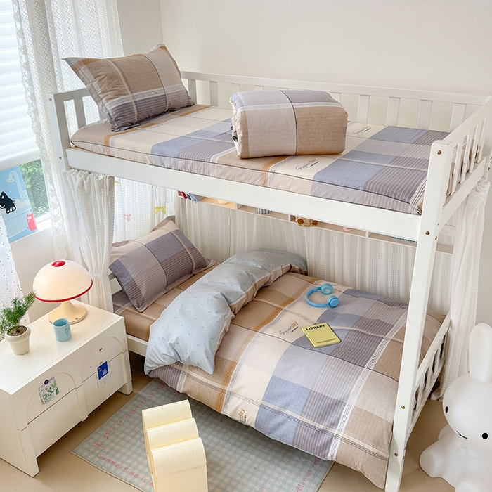 91家纺网 家纺一手货源 找家纺 拾物记 2025新款A类全棉纯棉棉印花学生宿舍三件套上下铺三件套-第二批 阳光沙漠-灰