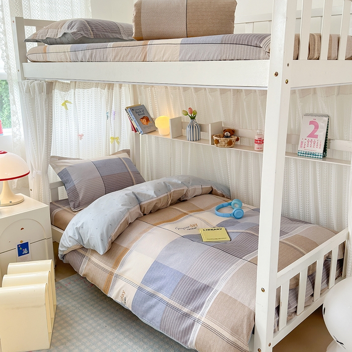 91家纺网 家纺一手货源 找家纺 拾物记 2025新款A类全棉纯棉棉印花学生宿舍三件套上下铺三件套-第二批 阳光沙漠-灰