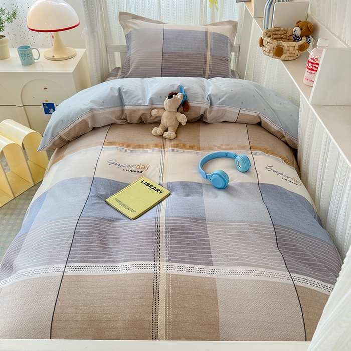 91家纺网 家纺一手货源 找家纺 拾物记 2025新款A类全棉纯棉棉印花学生宿舍三件套上下铺三件套-第二批 阳光沙漠-灰