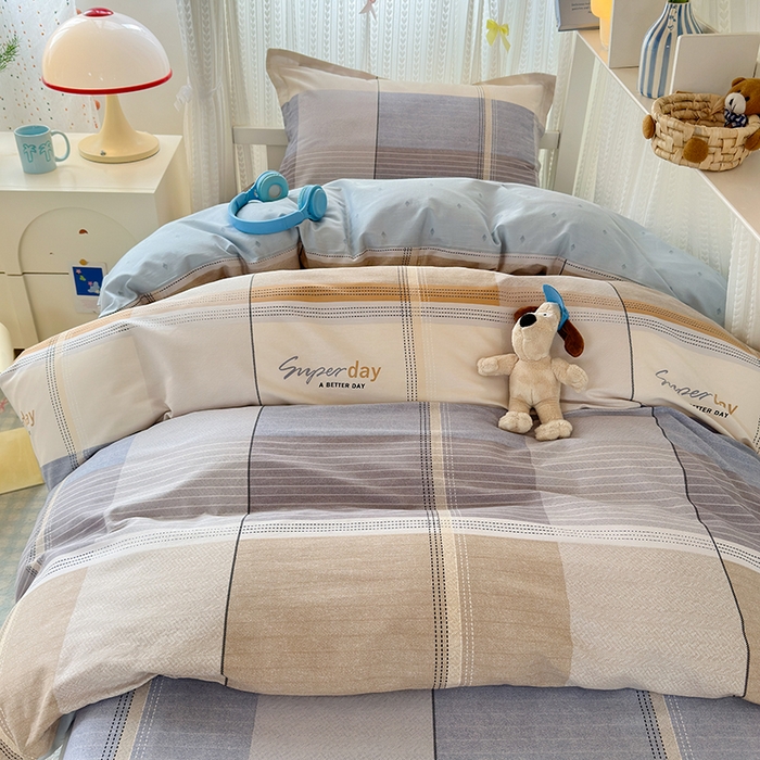 91家纺网 家纺一手货源 找家纺 拾物记 2025新款A类全棉纯棉棉印花学生宿舍三件套上下铺三件套-第二批 阳光沙漠-灰