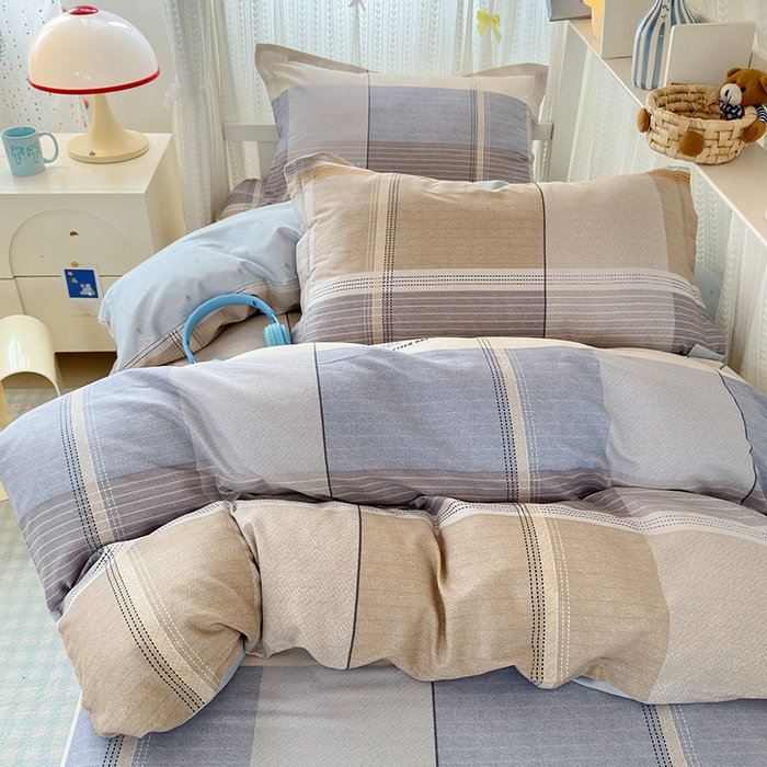 91家纺网 家纺一手货源 找家纺 拾物记 2025新款A类全棉纯棉棉印花学生宿舍三件套上下铺三件套-第二批 阳光沙漠-灰