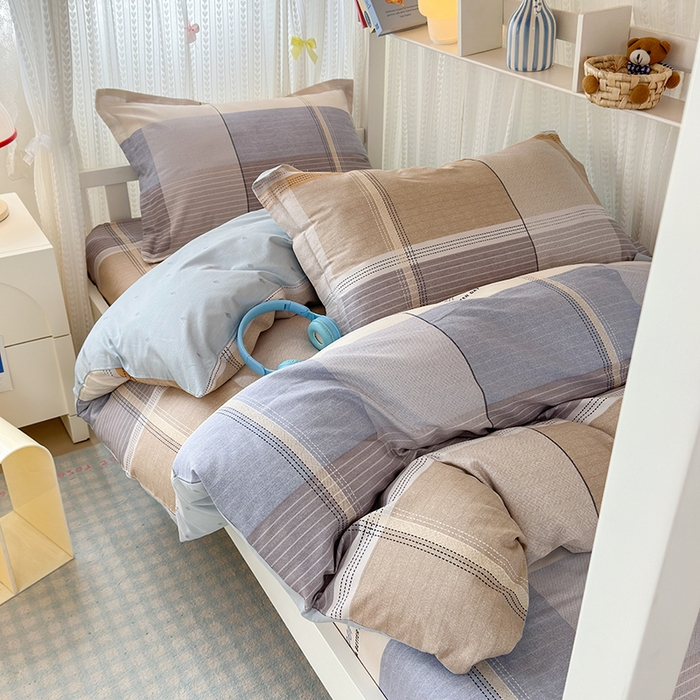 91家纺网 家纺一手货源 找家纺 拾物记 2025新款A类全棉纯棉棉印花学生宿舍三件套上下铺三件套-第二批 阳光沙漠-灰