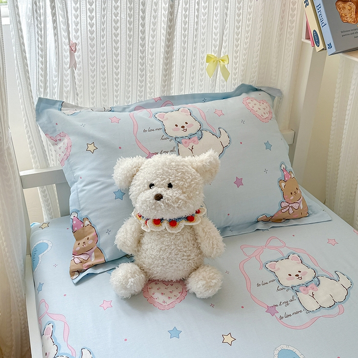 91家纺网 家纺一手货源 找家纺 拾物记 2025新款A类全棉纯棉棉印花学生宿舍三件套上下铺三件套-第二批 椰蓉摩卡-蓝