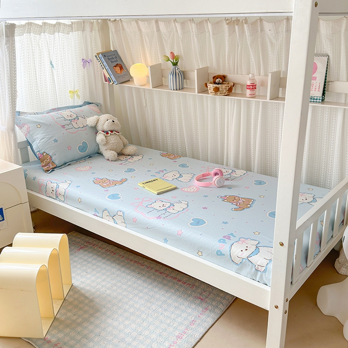 91家纺网 家纺一手货源 找家纺 拾物记 2025新款A类全棉纯棉棉印花学生宿舍三件套上下铺三件套-第二批 椰蓉摩卡-蓝