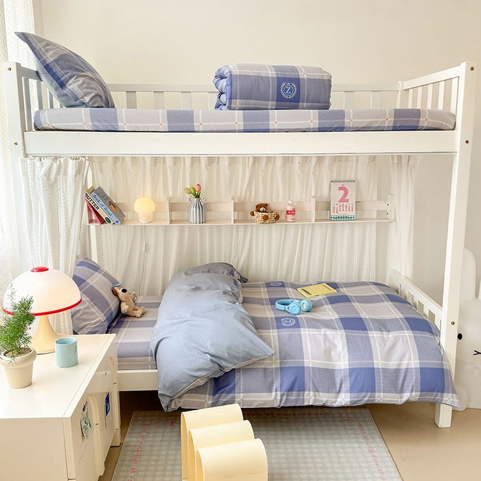 91家纺网 家纺一手货源 找家纺 拾物记 2025新款A类全棉纯棉棉印花学生宿舍三件套上下铺三件套-第二批 英伦风