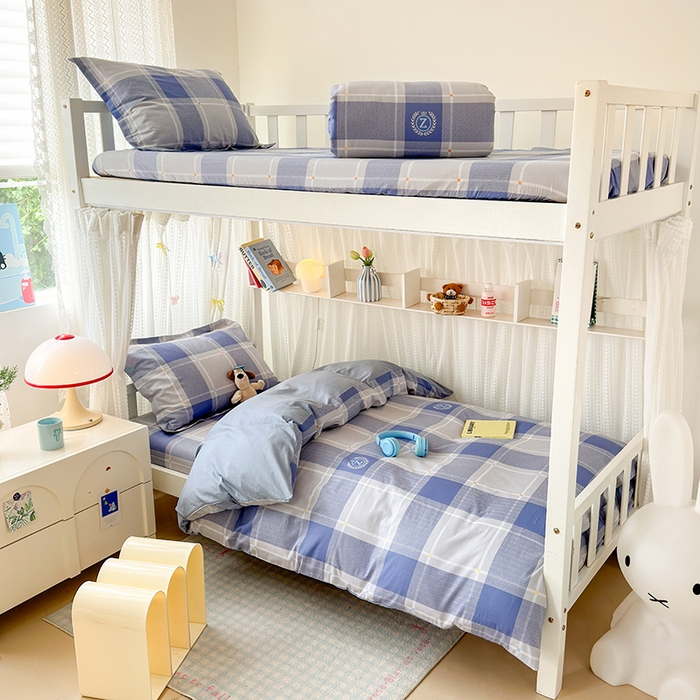 91家纺网 家纺一手货源 找家纺 拾物记 2025新款A类全棉纯棉棉印花学生宿舍三件套上下铺三件套-第二批 英伦风