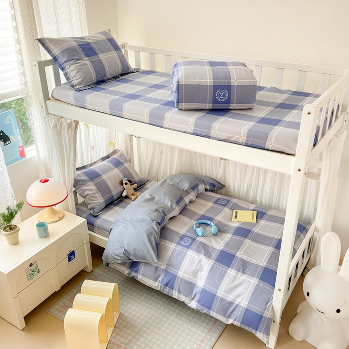 91家纺网 家纺一手货源 找家纺 拾物记 2025新款A类全棉纯棉棉印花学生宿舍三件套上下铺三件套-第二批 英伦风