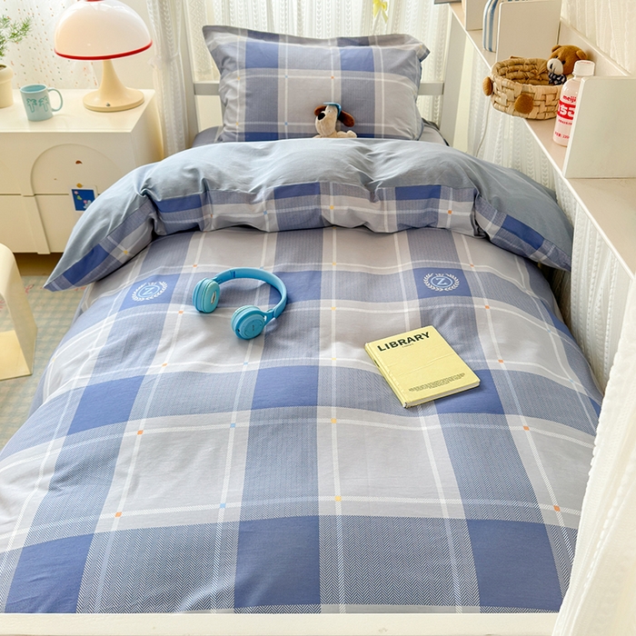 91家纺网 家纺一手货源 找家纺 拾物记 2025新款A类全棉纯棉棉印花学生宿舍三件套上下铺三件套-第二批 英伦风