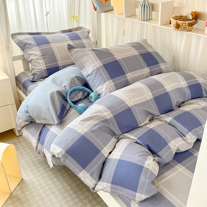 91家纺网 家纺一手货源 找家纺 拾物记 2025新款A类全棉纯棉棉印花学生宿舍三件套上下铺三件套-第二批 英伦风