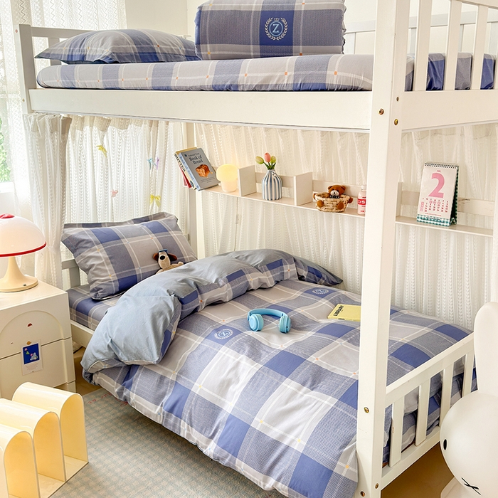 91家纺网 家纺一手货源 找家纺 拾物记 2025新款A类全棉纯棉棉印花学生宿舍三件套上下铺三件套-第二批 英伦风