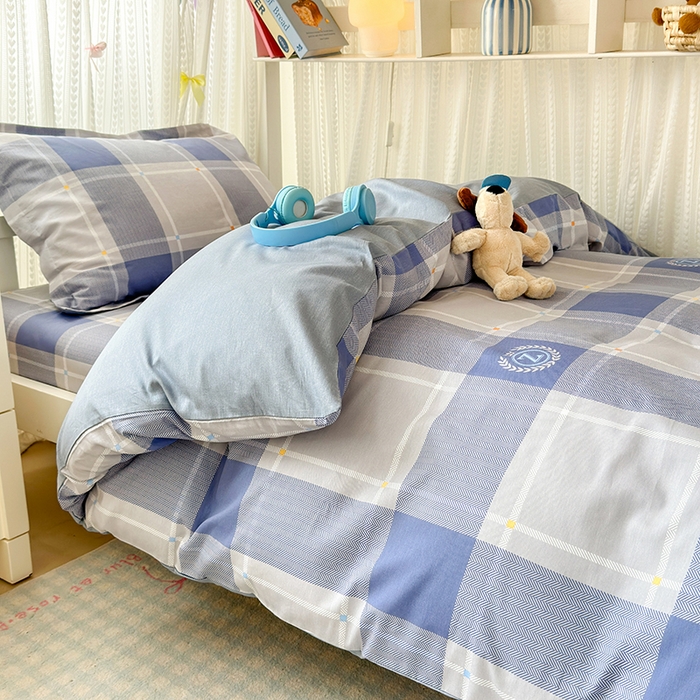 91家纺网 家纺一手货源 找家纺 拾物记 2025新款A类全棉纯棉棉印花学生宿舍三件套上下铺三件套-第二批 英伦风