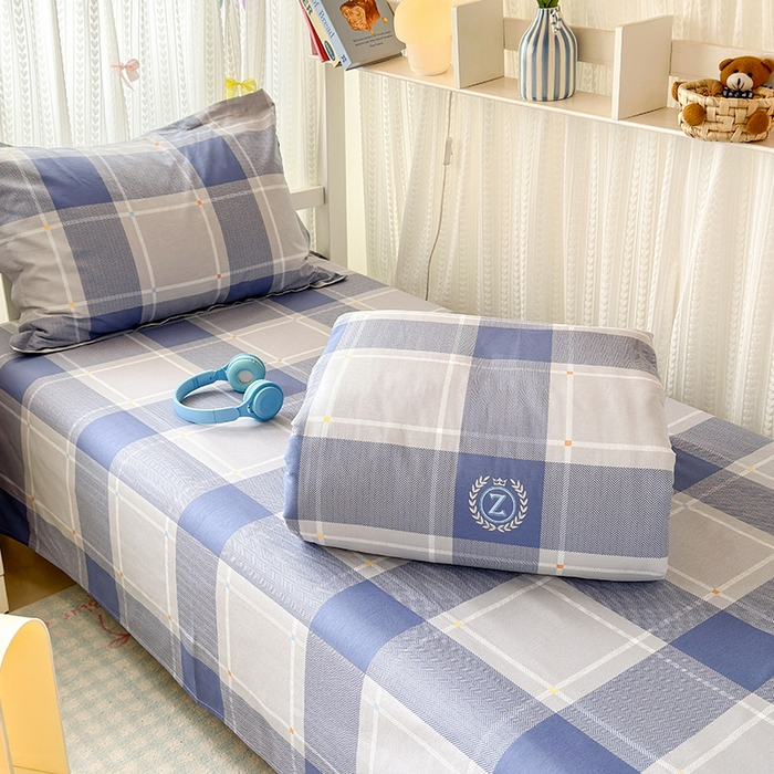 91家纺网 家纺一手货源 找家纺 拾物记 2025新款A类全棉纯棉棉印花学生宿舍三件套上下铺三件套-第二批 英伦风