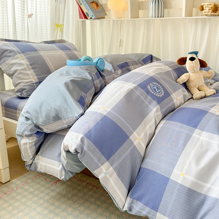 91家纺网 家纺一手货源 找家纺 拾物记 2025新款A类全棉纯棉棉印花学生宿舍三件套上下铺三件套-第二批 英伦风