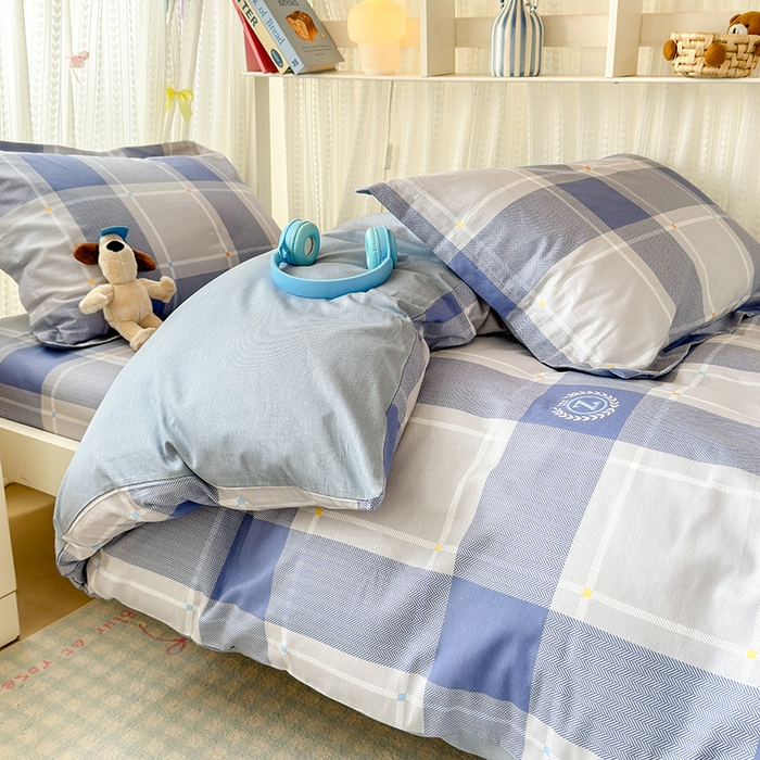 91家纺网 家纺一手货源 找家纺 拾物记 2025新款A类全棉纯棉棉印花学生宿舍三件套上下铺三件套-第二批 英伦风