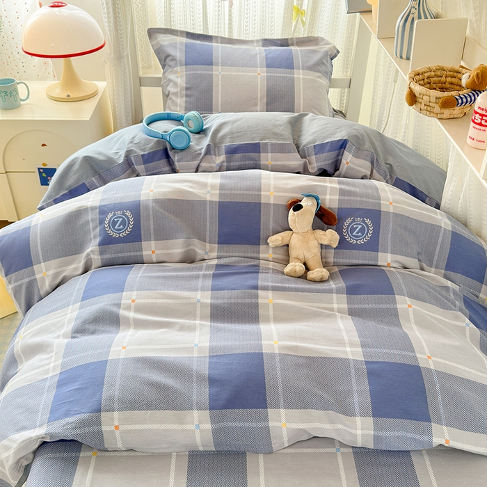 91家纺网 家纺一手货源 找家纺 拾物记 2025新款A类全棉纯棉棉印花学生宿舍三件套上下铺三件套-第二批 英伦风