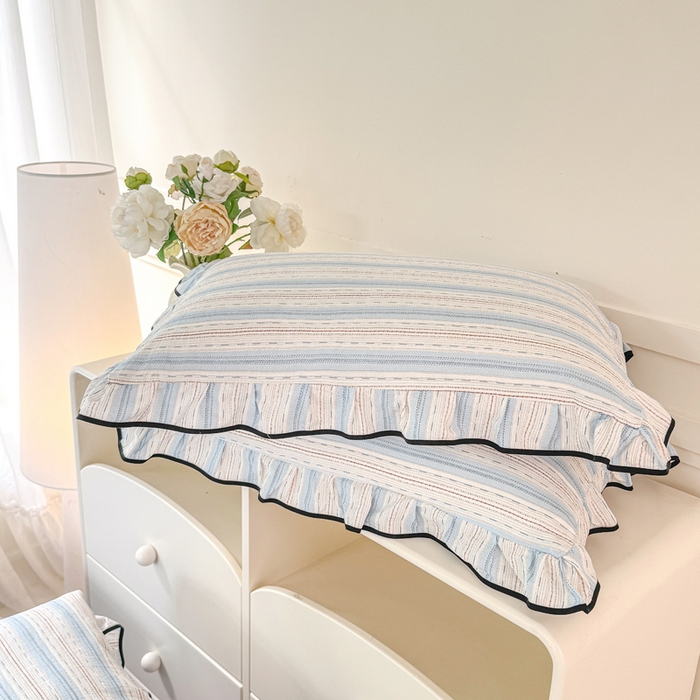 91家纺网 家纺一手货源 找家纺 上尚居 2025新款简约时尚木棉云感皱皱纱四件套 邦尼