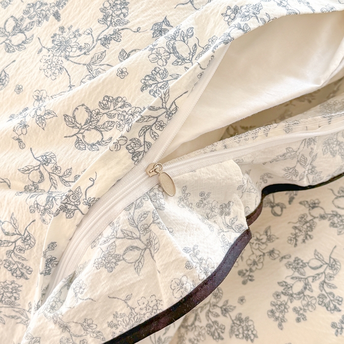 91家纺网 家纺一手货源 找家纺 上尚居 2025新款简约时尚木棉云感皱皱纱四件套 朝花夕拾