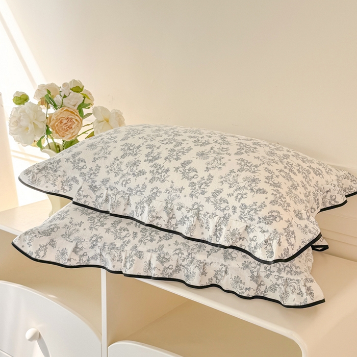 91家纺网 家纺一手货源 找家纺 上尚居 2025新款简约时尚木棉云感皱皱纱四件套 朝花夕拾