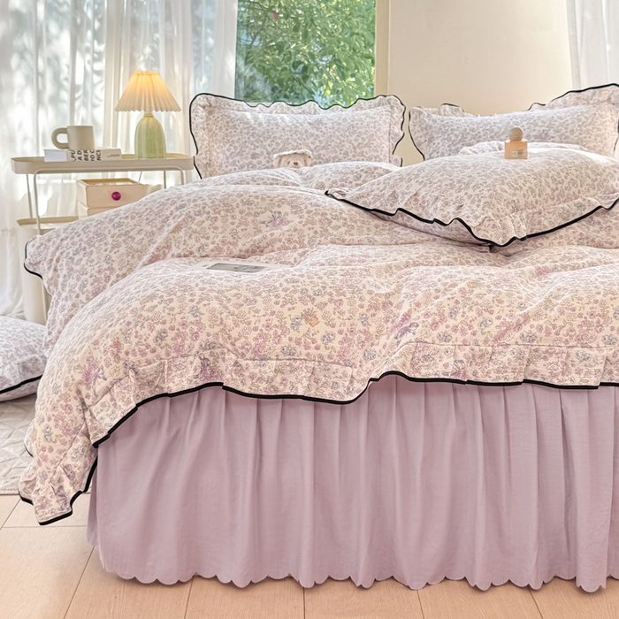 91家纺网 家纺一手货源 找家纺 上尚居 2025新款简约时尚木棉云感皱皱纱四件套 浮生如梦