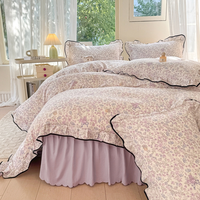 91家纺网 家纺一手货源 找家纺 上尚居 2025新款简约时尚木棉云感皱皱纱四件套 浮生如梦