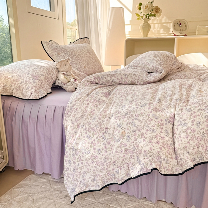 91家纺网 家纺一手货源 找家纺 上尚居 2025新款简约时尚木棉云感皱皱纱四件套 浮生如梦