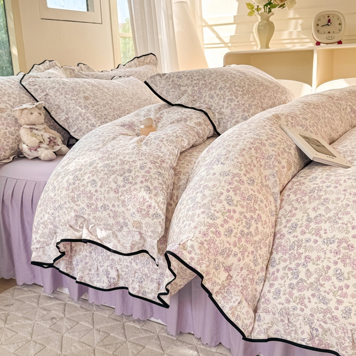 91家纺网 家纺一手货源 找家纺 上尚居 2025新款简约时尚木棉云感皱皱纱四件套 浮生如梦