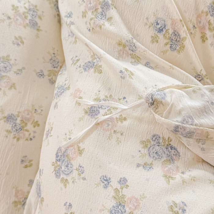 91家纺网 家纺一手货源 找家纺 上尚居 2025新款简约时尚木棉云感皱皱纱四件套 花季如梦